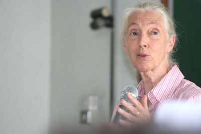Dr. Jane Goodall speaking at the Youth Summit organised by Roots & Shoots Tanzania